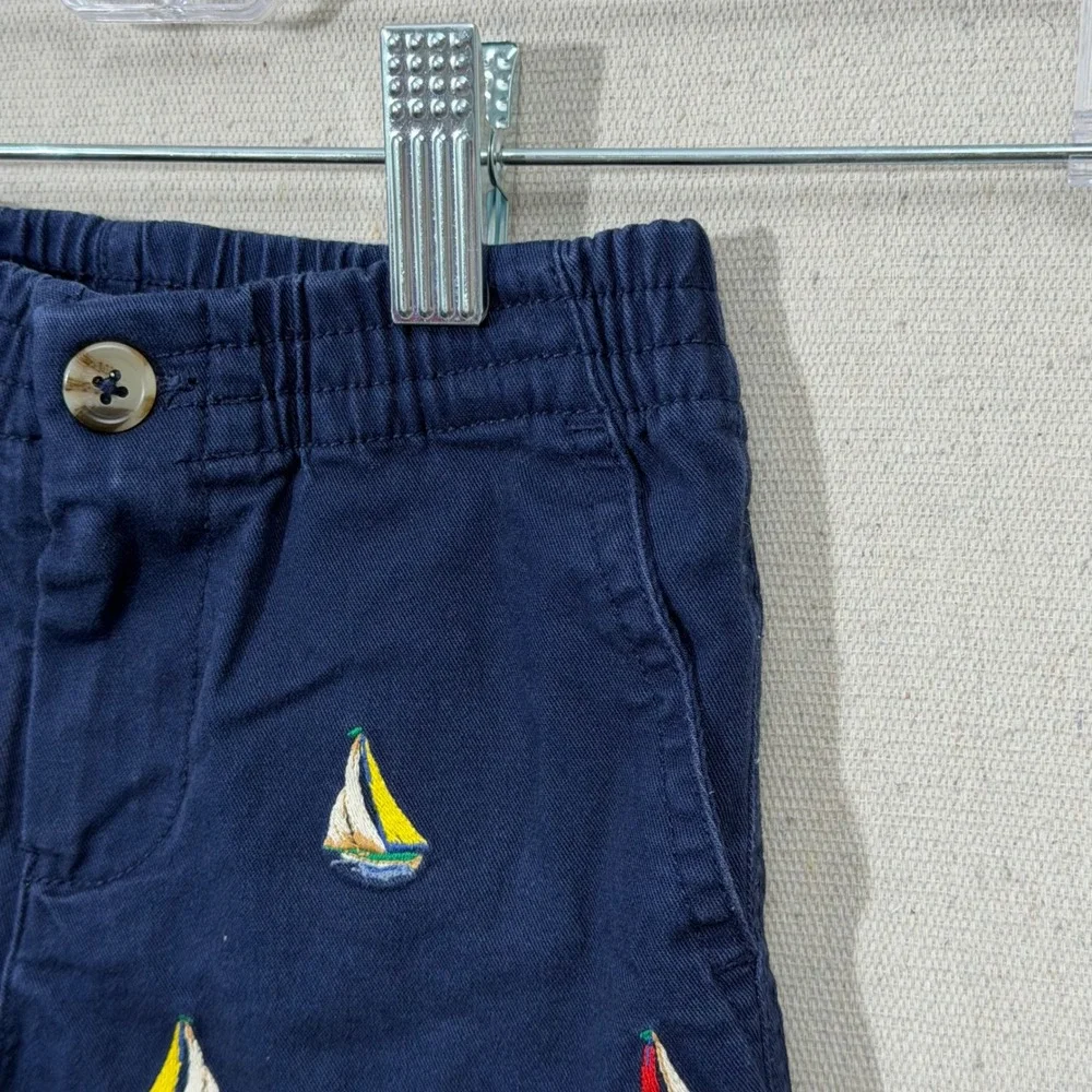 Ralph Lauren Sailboat Shorts Toddler 18M Navy Blue Nautical Preppy Embroidered